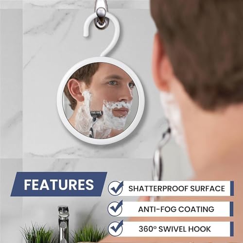 MirrorVana Round Fogless Shower Mirror with Swivel Hook