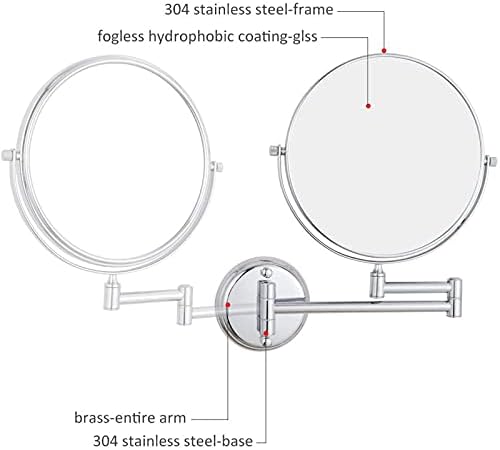 NOVOCE Wall-Mounted 10X Double Sided Makeup Mirror 8-Inch Nickel