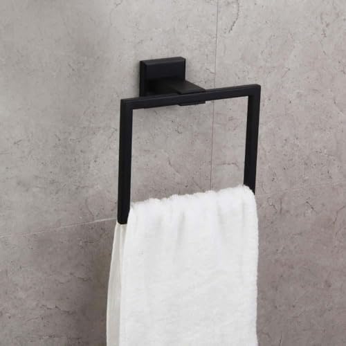 Matte Black Square Towel Rings for Bathroom Kitchen