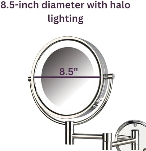 Jerdon Wall-Mounted Makeup Mirror with 8X Magnification