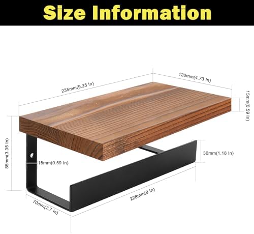 Winmien Exotic Wood Towel Holder with Wall-Mounted Shelf for Bathroom