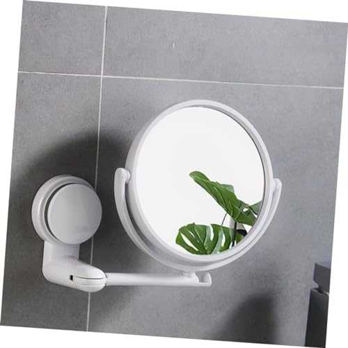 FOYTOKI Compact Wall-Mounted Makeup Mirror with Suction Cup ABS White