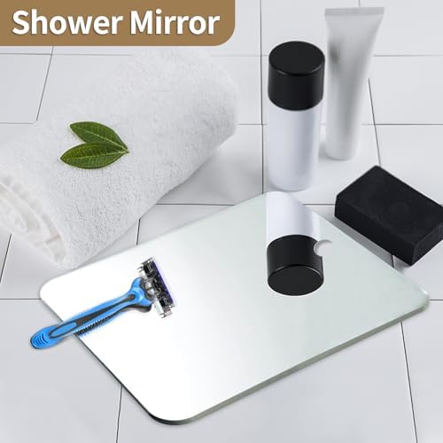 2-Pack Frameless Hanging Shower Mirror Set for Home Travel Safety