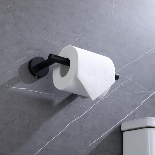 Sturdy Black Toilet Paper Holder for Improved Space Utilization
