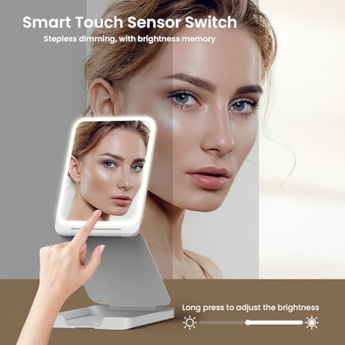 Travel Makeup Mirror with 3-Way Lights