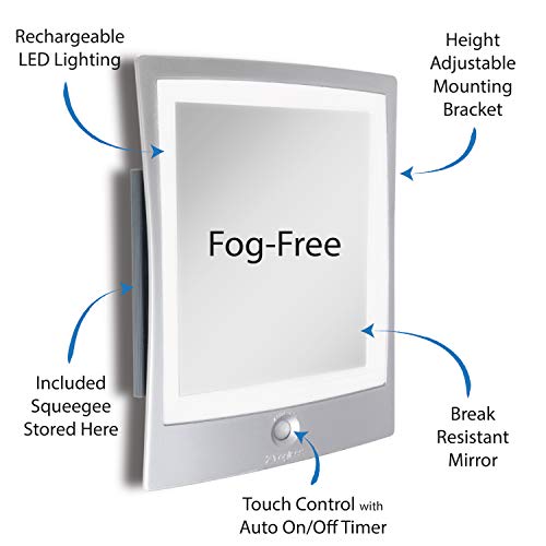 Zadro ZWTAR20S Rechargeable LED Fogless Shower Shaving Mirror