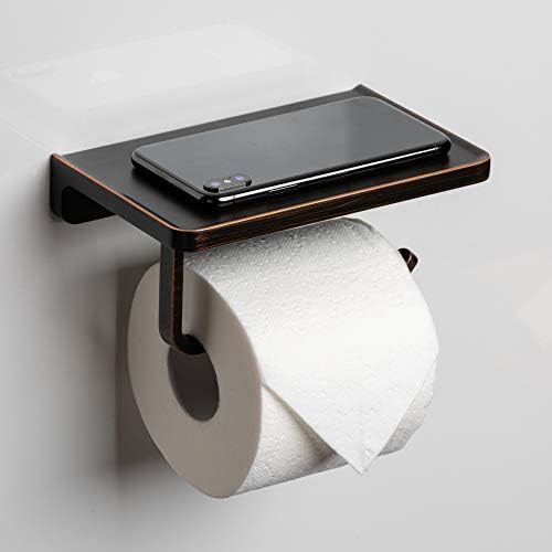 Linkaa Toilet Paper Holder Oil Rubbed Bronze Rust-Proof Aluminum Bathroom Storage