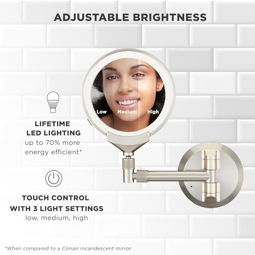 Conair LED Lighted Makeup Mirror with Rechargeable LED
