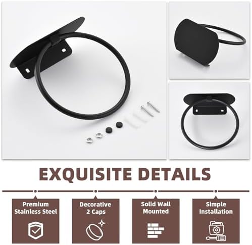 Matte Black Bath Towel Ring Shelf Stainless Steel Towel Holder