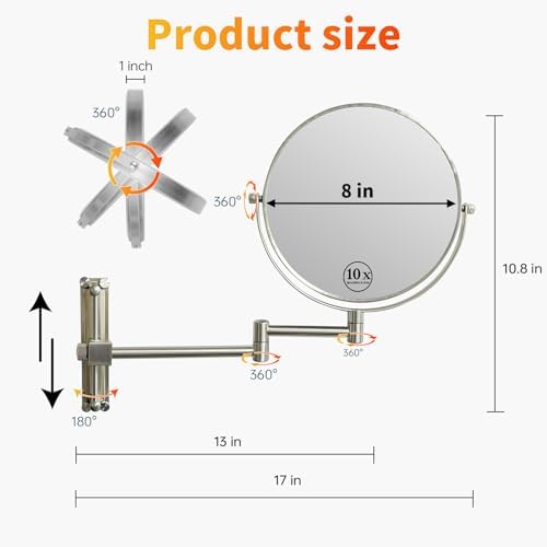 Wall-Mounted Vanity Mirror 8-Inch Dual-Sided Vanity