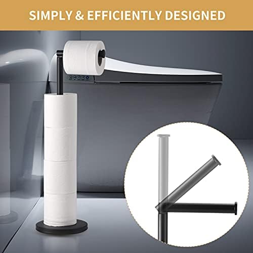 Sturdy Freestanding Toilet Paper Holder with Matte Black Finish