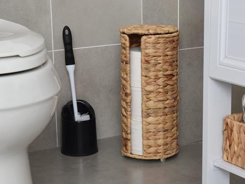 StorageWorks Water Hyacinth Toilet Paper Holder Stand - 3 Rolls
