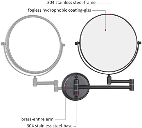 Wall Mounted Double Sided Magnifying Mirror for MakeUp and Shaving