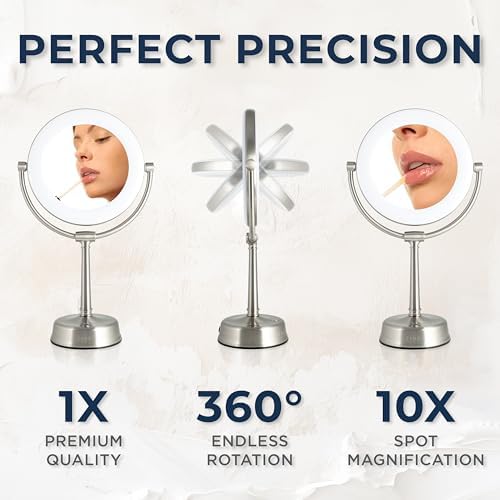 Zadro Lexington 2-Sided LED Makeup Mirror with 10X Magnification