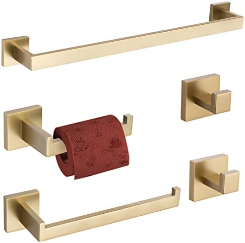 TURS 5-Piece Stainless Steel Gold-Tinted Towel Bar Set