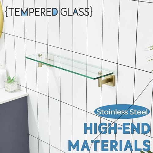 Sturdy 20 Wall Shelf Tempered Glass Bathroom Storage