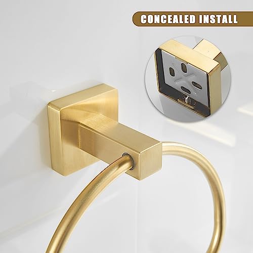 Leyden Brushed Gold Towel Ring