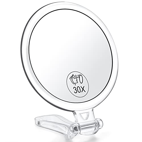 30x Magnifying Handheld Mirror with 2-Sided Stand