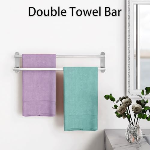 Double Towel BarStainless Steel Aluminum Towel RackBrushed Nickel by XEENEW