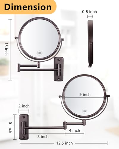Declare 9-Inch Magnifying Mirror Wall-mounted