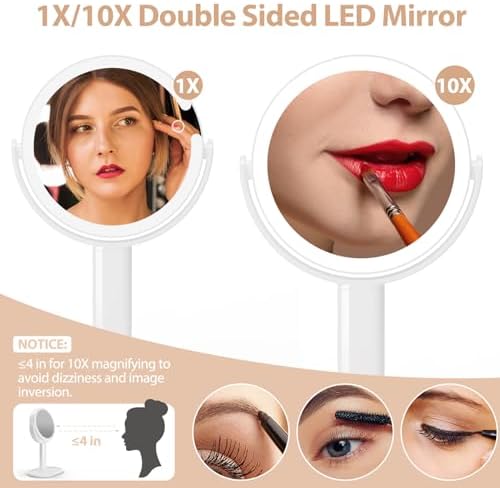 8-inch Lighted Makeup Mirror with Rechargeable LED Lights for Women