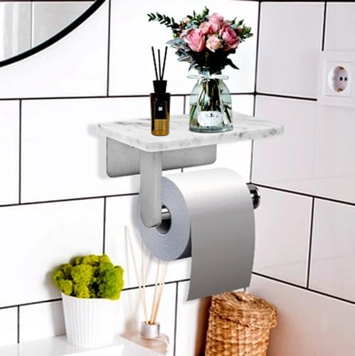 Sturdy Natural Marble Toiletpaper Holder with Storage