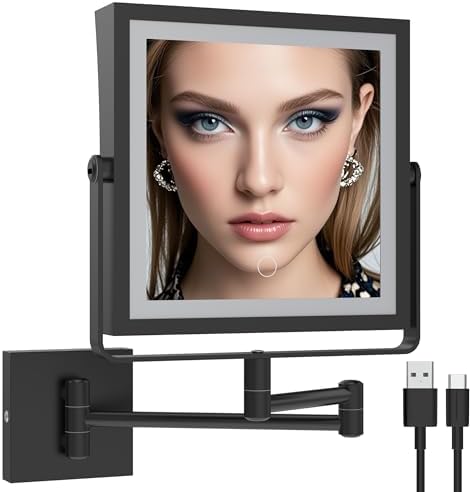 Ruacq Rechargeable Wall-Mounted Makeup Mirror with Lights
