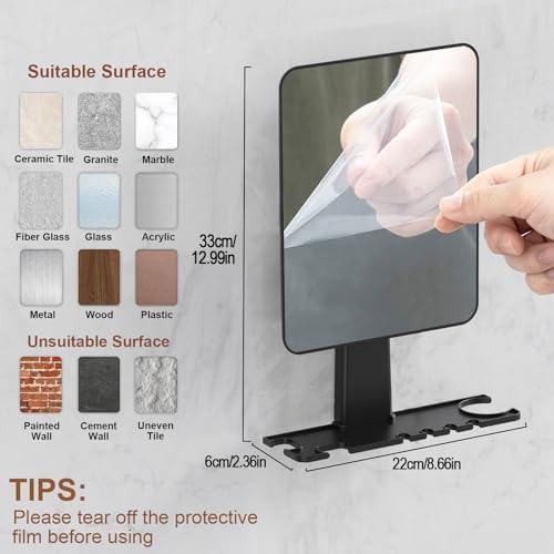 Fogless Shower Mirror w Razor Holder