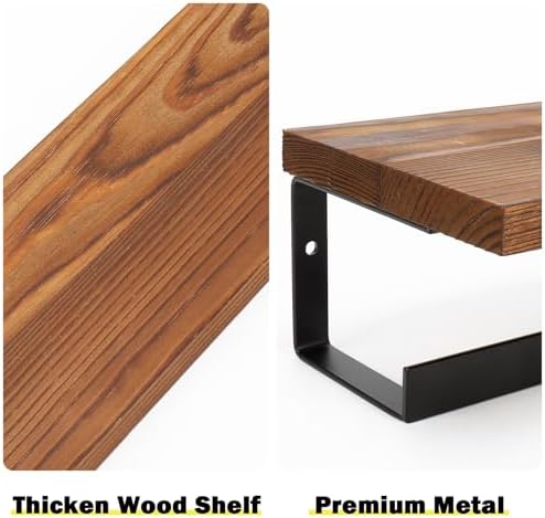 Winmien Exotic Wood Towel Holder with Wall-Mounted Shelf for Bathroom