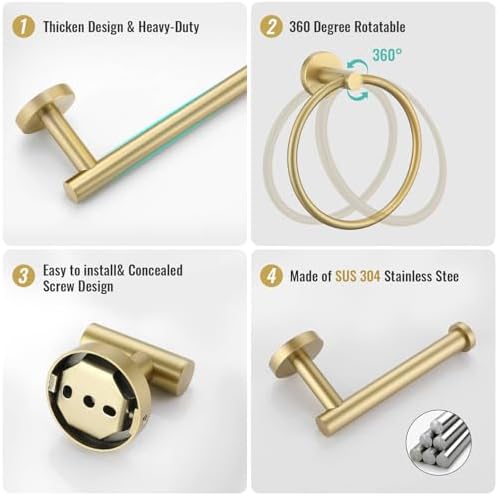 10-Piece Gold-Turned Towel Bar Set