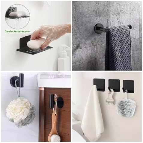 304 Stainless Steel Hand Towel Holder 9Pcs Modern Bathroom Towel Bar Set