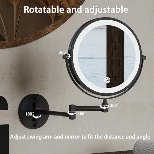 8-Inch Rechargeable LED Makeup Mirror with Extendable 360 Swivel