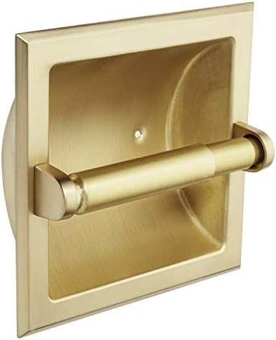 Durable brushed brass toilet paper holder with mounting bracket