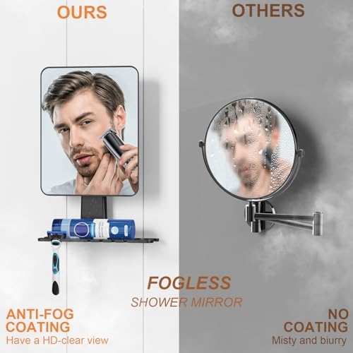 Fogless Shower Mirror w Razor Holder