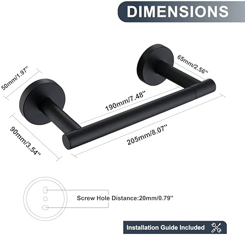 Sturdy Black Toilet Paper Holder for Improved Space Utilization