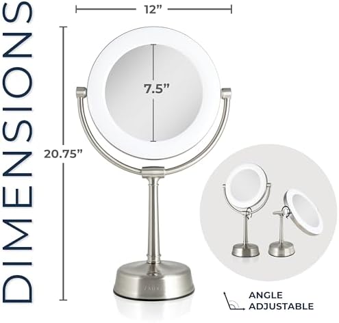 Zadro Lexington 2-Sided LED Makeup Mirror with 10X Magnification