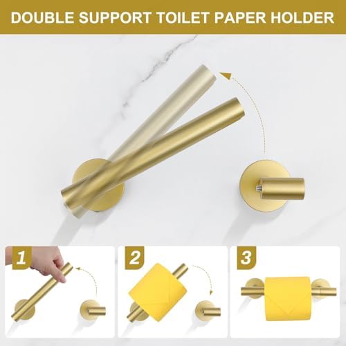 5-Piece Brushed Gold Round Towel Bar Set
