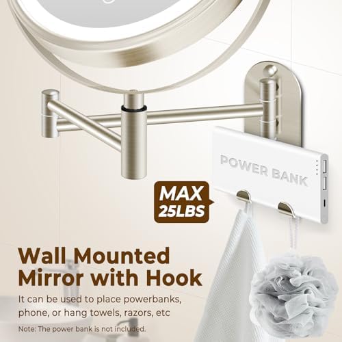 9 Wall-Mounted Makeup Mirror with Rechargeable LED Lights and 3000mAh Battery