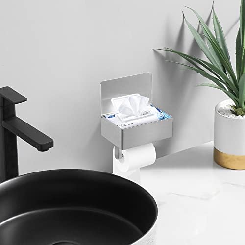 BARIKUEO Stainless Steel Toilet Paper Holder with Wet Wipes LargeBrushed Nickel