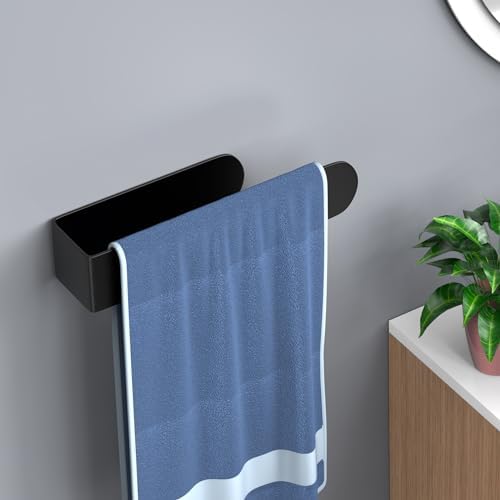 HUFEEOH Hand Towel Holder Black Stainless Steel Adhesive Bathroom Towel Bar
