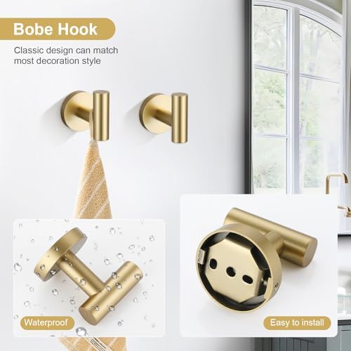 TQKAG Brushed Gold 6-Piece Bathroom Hardware Set