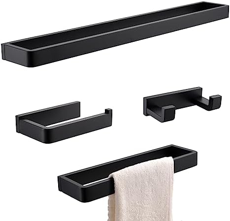 YACVCL 4-Piece Matte Black Bathroom Accessories Set
