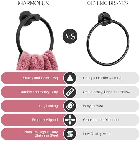 MARMOLUX ACC Matte Black Towel Ring - SUS304 Stainless Steel