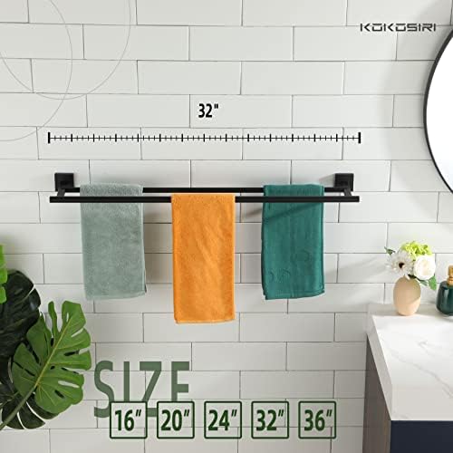 KOKOSIRI 2-Piece Matte Black Towel Bars 32 Inch