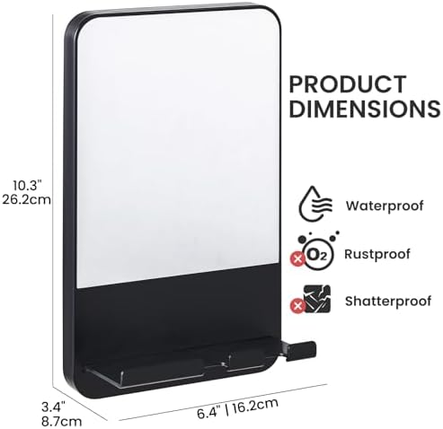 Fogless Shower Mirror wRazor Holder