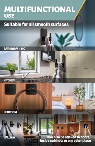 Menz 6-Pack Adhesive Towel Hooks Black