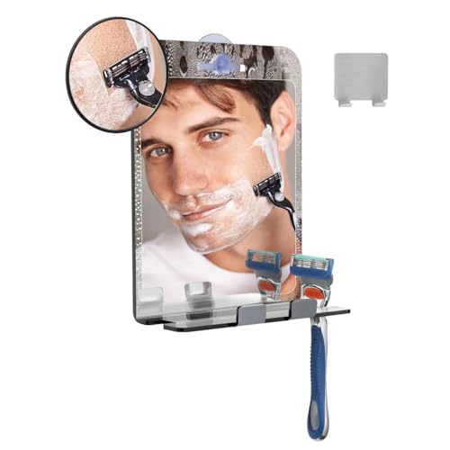 Shinowa Fogless Shower Mirror with Razor Holder and 5X Magnifying Lens