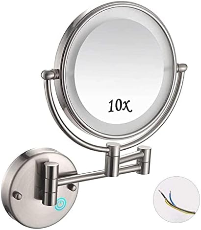 DEIHGE Wall-Mounted Makeup Mirror with 360 Rotation and LED Lighting