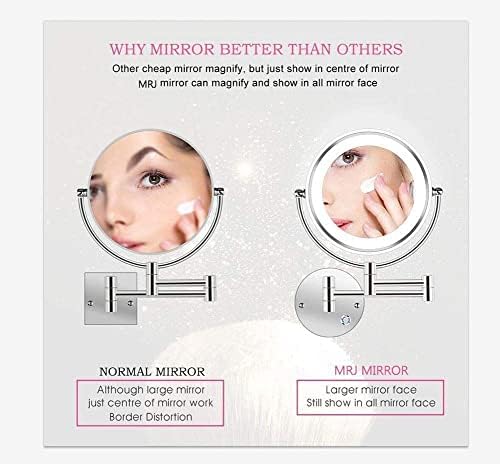 DEIHGE Wall-Mounted Shaving Mirror Double-Sided LED Folding with 10X Magnification
