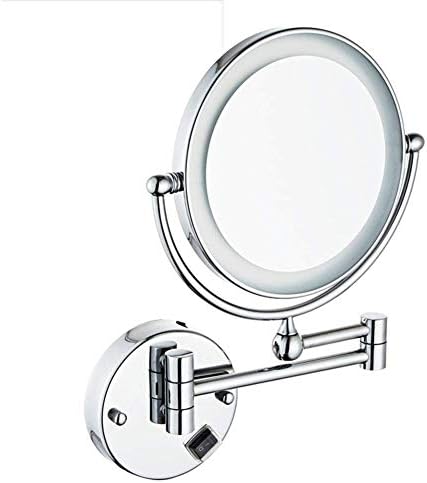 Wall-Mounted Double-Sided Makeup Mirror with LED Light for Bathroom